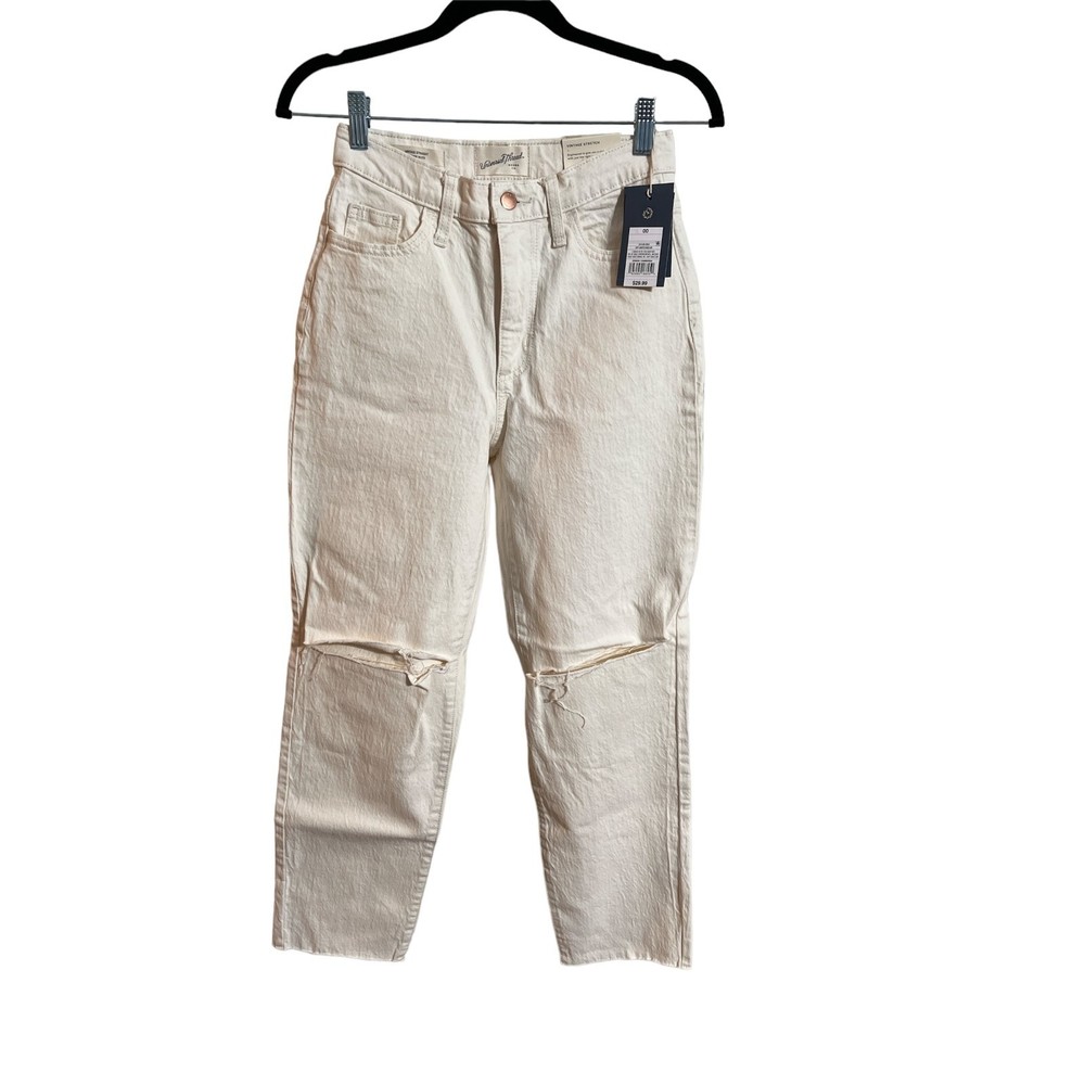 Universal Thread Vintage Stretch Strait Leg Jean Pants-Off White-Womens Sz 00